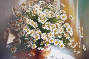 Мастер-класс  по масляной живописи «Ромашки, полевые цветы»