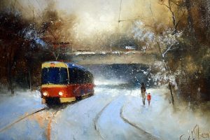 Мастер-класс по масляной живописи «Зимний трамвай»