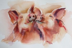 Мастер-класс по акварельной живописи «Свинки акварелью»